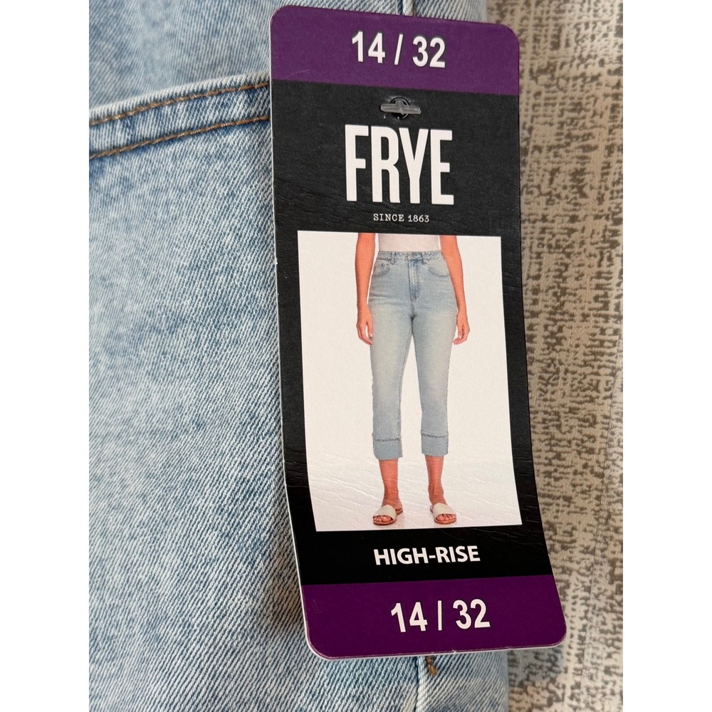NWT Frye Womens High Rise Straight Ankle Jean Light Wash Blue Size 14/32 Classic